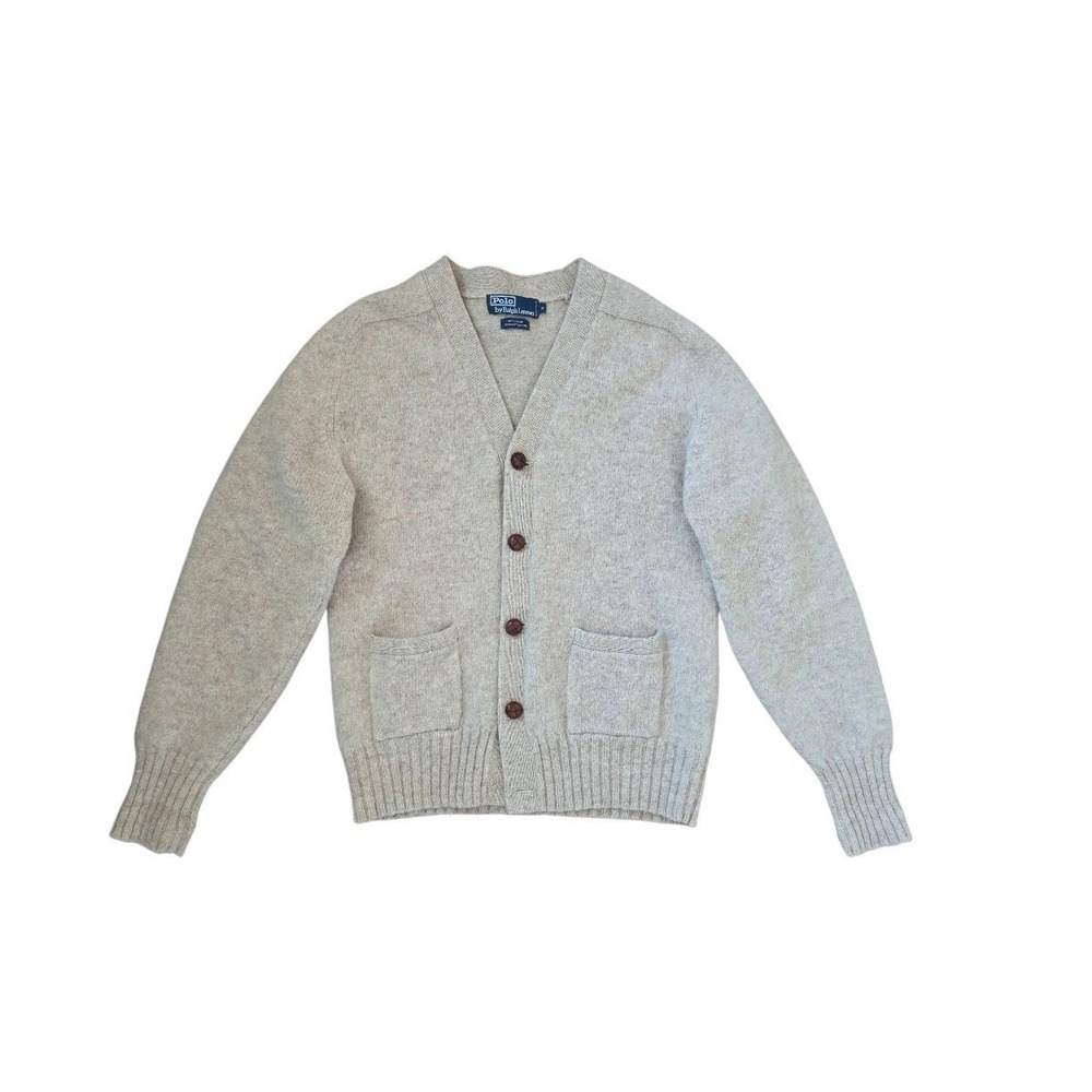 Polo Ralph Lauren Scottish Wool Preppy Old Money Wooden Buttons Cardigan sz S